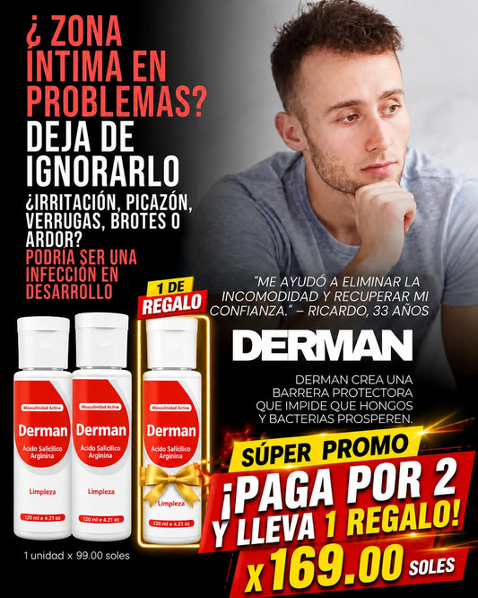 DERMAN ÍNTIMO - El tratamiento masculino que va al grano: eficaz, seguro y discreto.